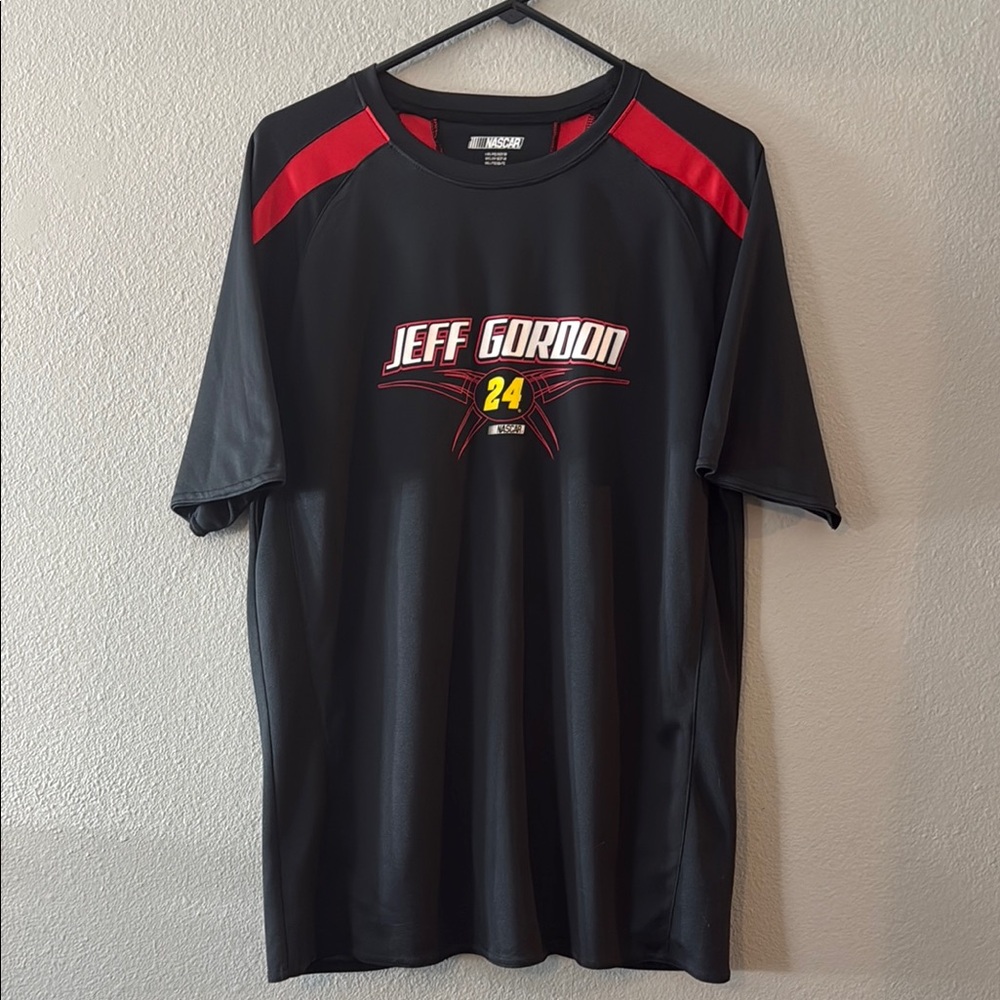 Nascar Jeff Gordon Black and Red Short Sleeve Shirt Size L